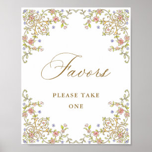 Poster Ornamentado Vitoriano Grace Floral Favorece Sinal