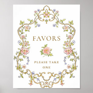 Poster Ornamentado Vitoriano Grace Floral Favorece Sinal