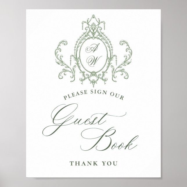 Poster Ornamentado Vitoriano Grace Floral Green - Sinal d (Frente)