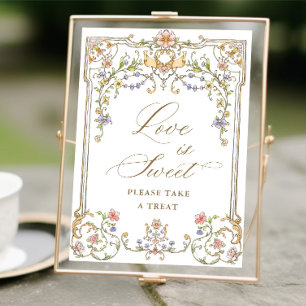 Poster Ornamentado Vitoriano Grace Floral Love é um Sinal