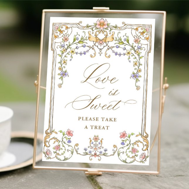 Poster Ornamentado Vitoriano Grace Floral Love é um Sinal (Criador carregado)