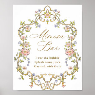 Poster Ornamentado Vitoriano Grace Floral Mimosa - Sinal