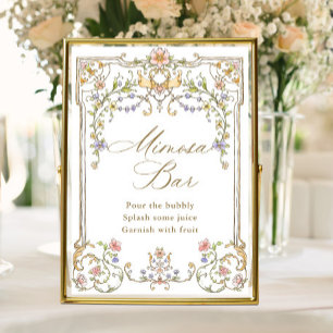 Poster Ornamentado Vitoriano Grace Floral Mimosa - Sinal