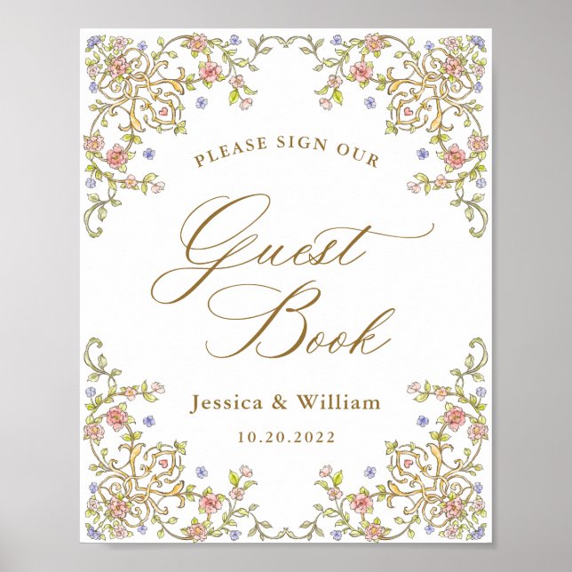 Poster Ornamentado Vitoriano Grace Floral - Sinal de Gues (Frente)