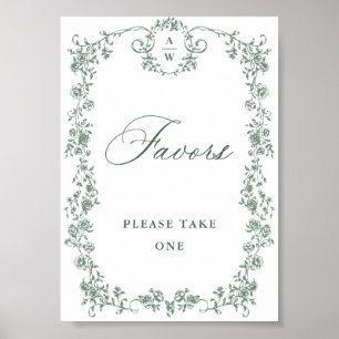 Poster Ornamentado Vitoriano Grace Green Flower Favor Sin