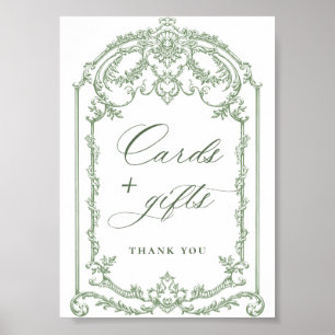 Poster Ornamentado vitoriano Grace Sage Cards Florais e p