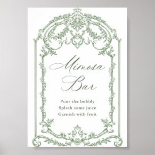 Poster Ornamentado Vitoriano Grace Sage Green Mimosa - Si