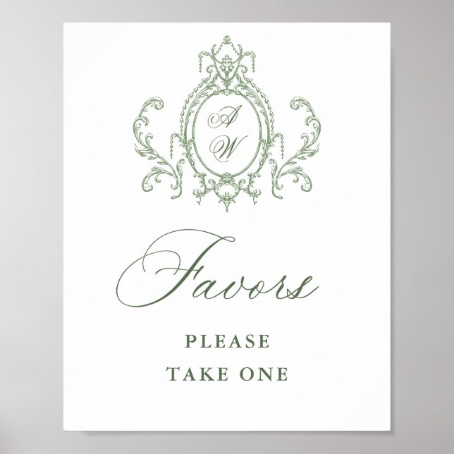 Poster Ornamentado Vitoriano Grace Sage Verde Favorece Ca (Frente)