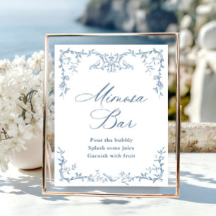 Poster Ornamentado Vitoriano - Sinal de Bar Azul-Dusta Az