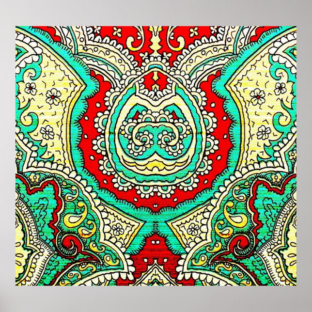 Poster Ornamento arabesco neon: estilo 80. (Frente)