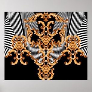 Poster ornamento barroco ouro