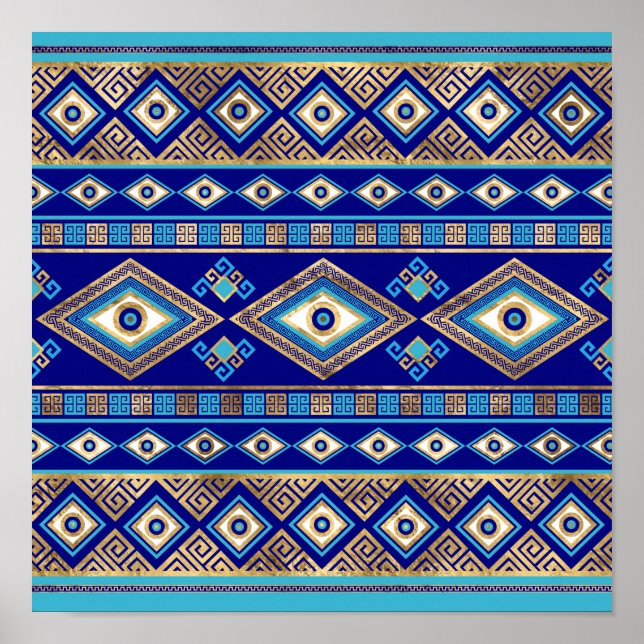 Poster Ornamento-chave grego de Mau e Meander (Frente)