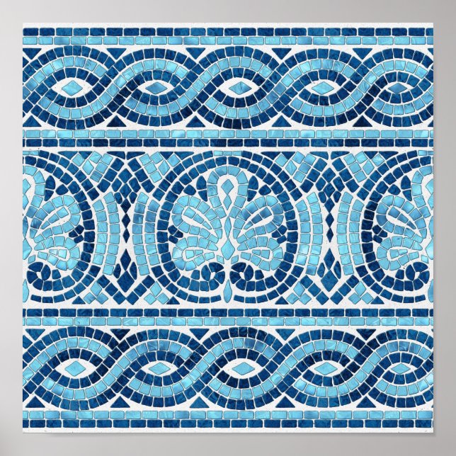 Poster Ornamento do Azulejo Mosaico Grego (Frente)