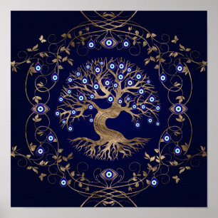 Poster Ornamento dos Olhos do Mau de Árvore da Vida