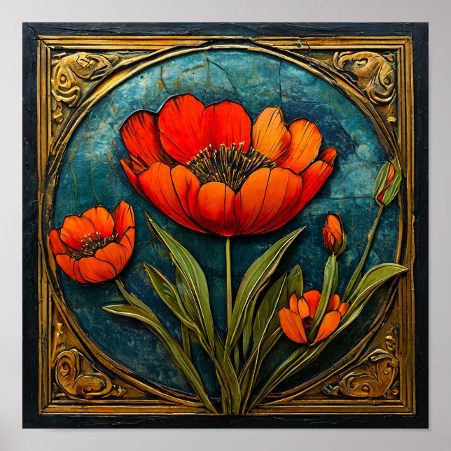 Poster Ornamento Floral (Frente)