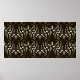 Poster ornamento monocromático de padrão uniforme vinta