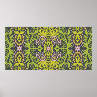 Poster ornamento paisley oriental; flo decorativo sem cos