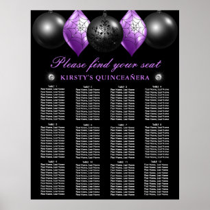 Poster Ornamento Preto e Roxo Gráfico de Caixas de Quince