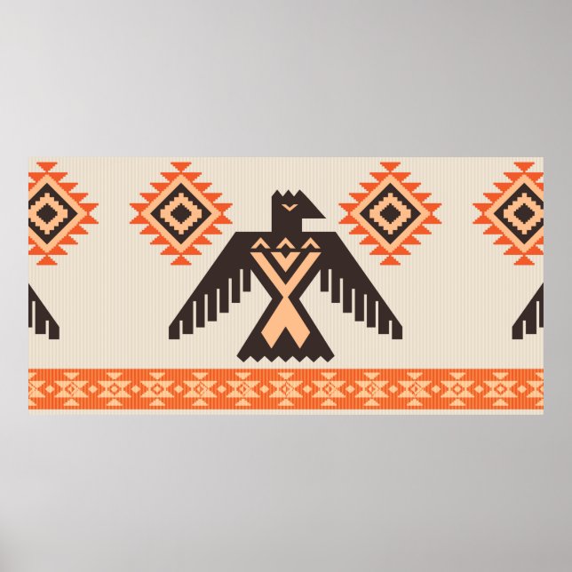 Poster Ornamento tribal étnico com águia (Frente)