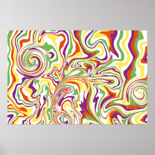 Poster Ornamento usbeque em estilo fluido.