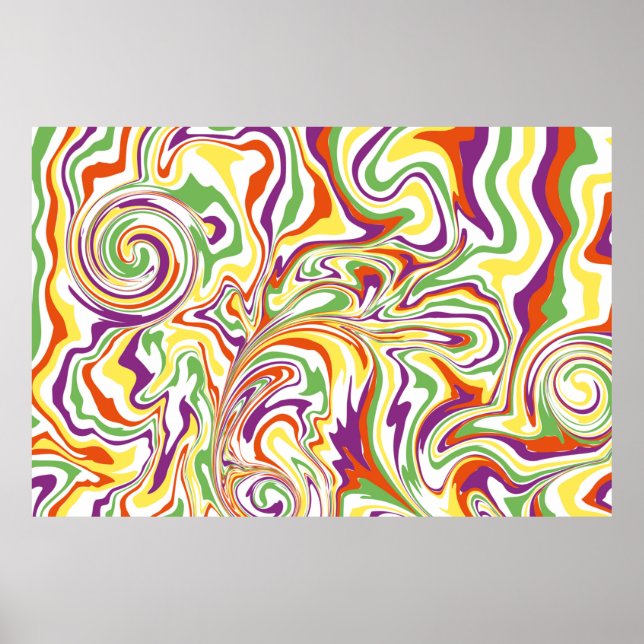Poster Ornamento usbeque em estilo fluido.  (Frente)