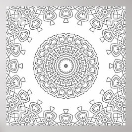 Poster Ornate Circular Motif Mandala Coloring Design Art