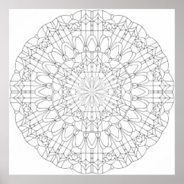 Poster Ornate Lattice Petal Mandala with Floral Geometry