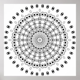 Poster Ornate Layered Mandala with Leaf and Orb Details