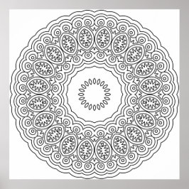 Poster Ornate Oval Medallion Mandala Ring Pattern Art