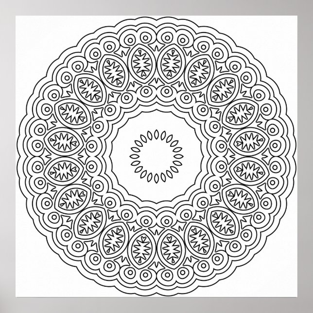 Poster Ornate Oval Medallion Mandala Ring Pattern Art (Frente)