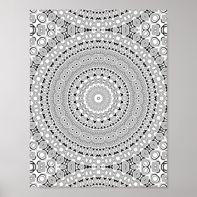 Poster Ornate Petal Rings Coloring Page Pattern Design (Frente)