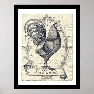 Póster Oroster francês orgulhoso La Poulet Vintage Art