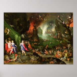 Póster Orpheus com uma harpa que joga a Pluto