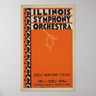 Póster Orquestra sinfónica do vintage