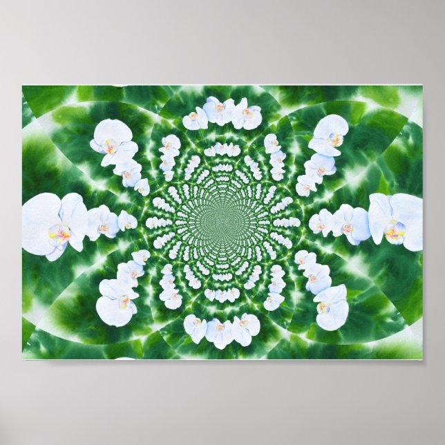 Poster Orquídea Branca Mandala (Frente)