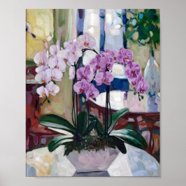 Poster Orquídea - Cena Floral Impressionista Suave