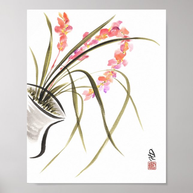 Poster Orquídea em Flor (Frente)