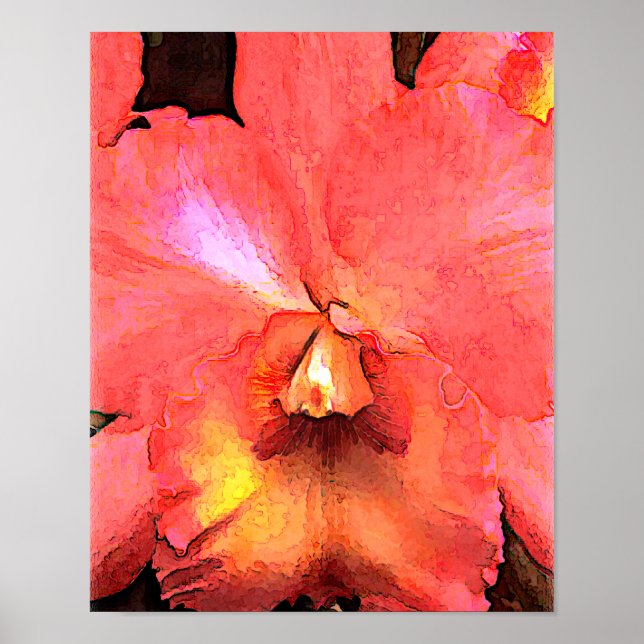 Póster Orquídea Laranja-Cattleya (Frente)