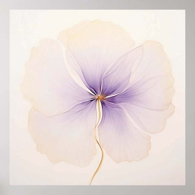 Poster Orquídea Lavanda Mínima em Aquarela (Frente)