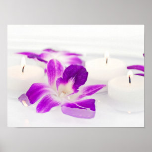 Poster orquídeas flutuantes e velas