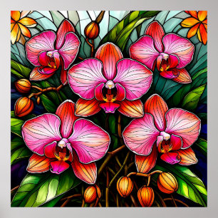 Poster Orquídeas rosa vibrantes em Trabalho de arte de vi