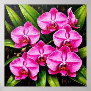 Poster Orquídeas Vibrantes em um Ambiente Verde Luxuriant