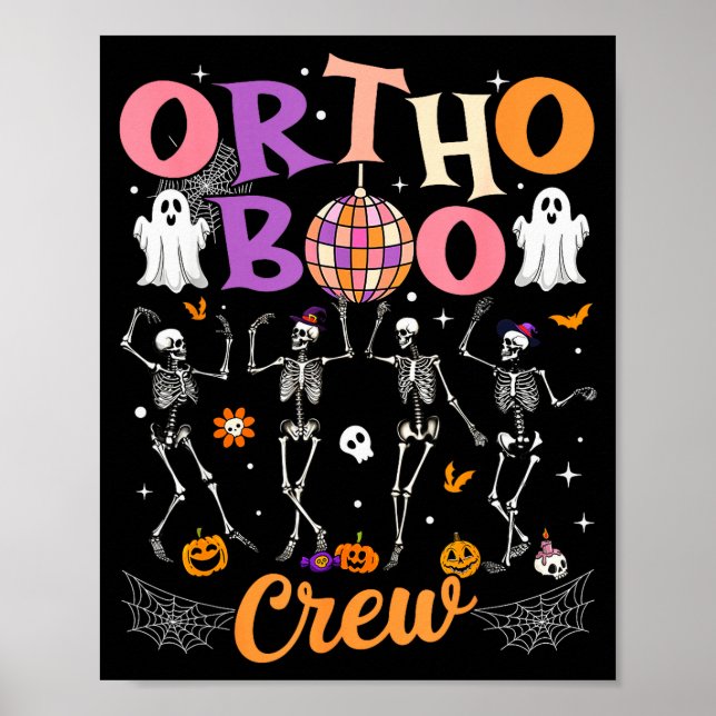 Poster Ortho Orthopedic Halloween Boo Crew Skeleton Danci (Frente)