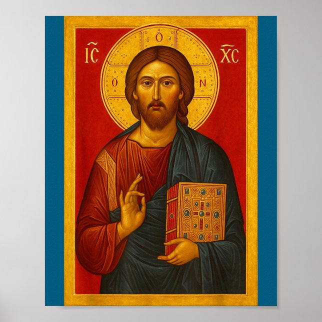 Poster Orthodox Icon Of Jesus Christ Pantocrator  (Frente)