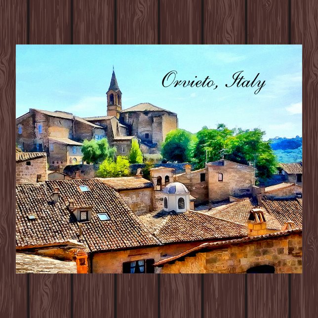 Poster Orvieto Italy Hillside com Orvieto Itália Texto (Criador carregado)