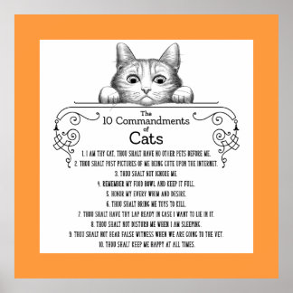 Poster Os 10 Mandamentos de Gatos Engraçados