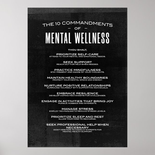 Poster Os 10 Mandamentos do Bem-Estar Mental (Frente)