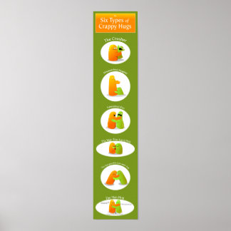 Poster Os 6 tipos de abraços acolchoados