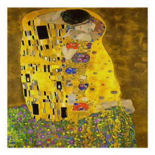 Póster Os Amantes Beijam Pintura Acrílica De Arte Bela