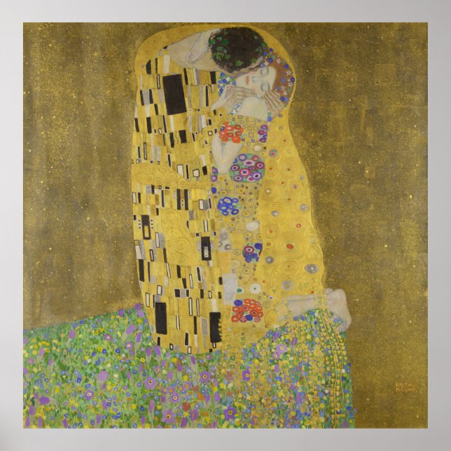 Poster Os amantes beijando o abraço de Gustav Klimt (Frente)